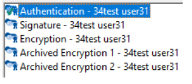 Certificate list showing the correct sequence of certificates.